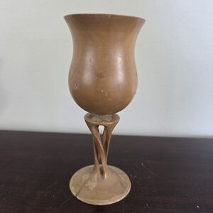 Southern Woodcrafts Handcarved Wood Goblet Sycamore Vintage Handturned 6 1/8"